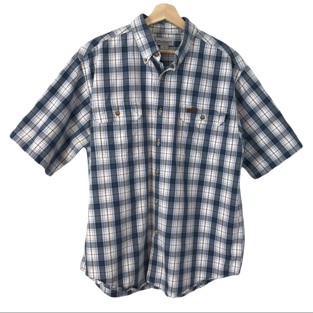 Carhartt Button Down Short Sleeve Shirt Mens Size Large Plaid Relaxed